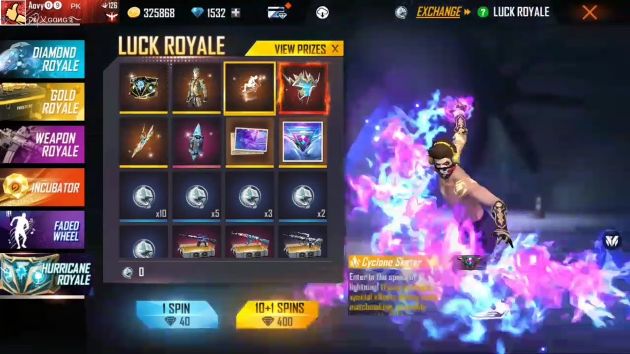 Thunder Electrified Bundle / Bright Vibes / Crystallized on Free Fire