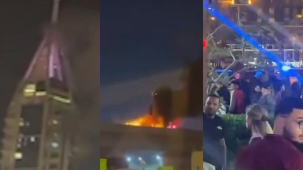 Дубай в огне иранский беспилотник врезался в небоскреб горит мост