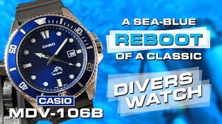 Casio MDV106B | A sea-blue reboot of their popular MDV106 Duro divers watch!