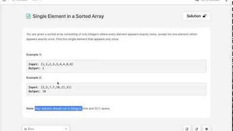 Single element in sorted array | Leetcode | May Challenge