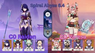 F2P C0 Raiden Lunar-Charged & C0 Varesa Overload | Genshin Impact | Spiral Abyss 6.4 / Luna V
