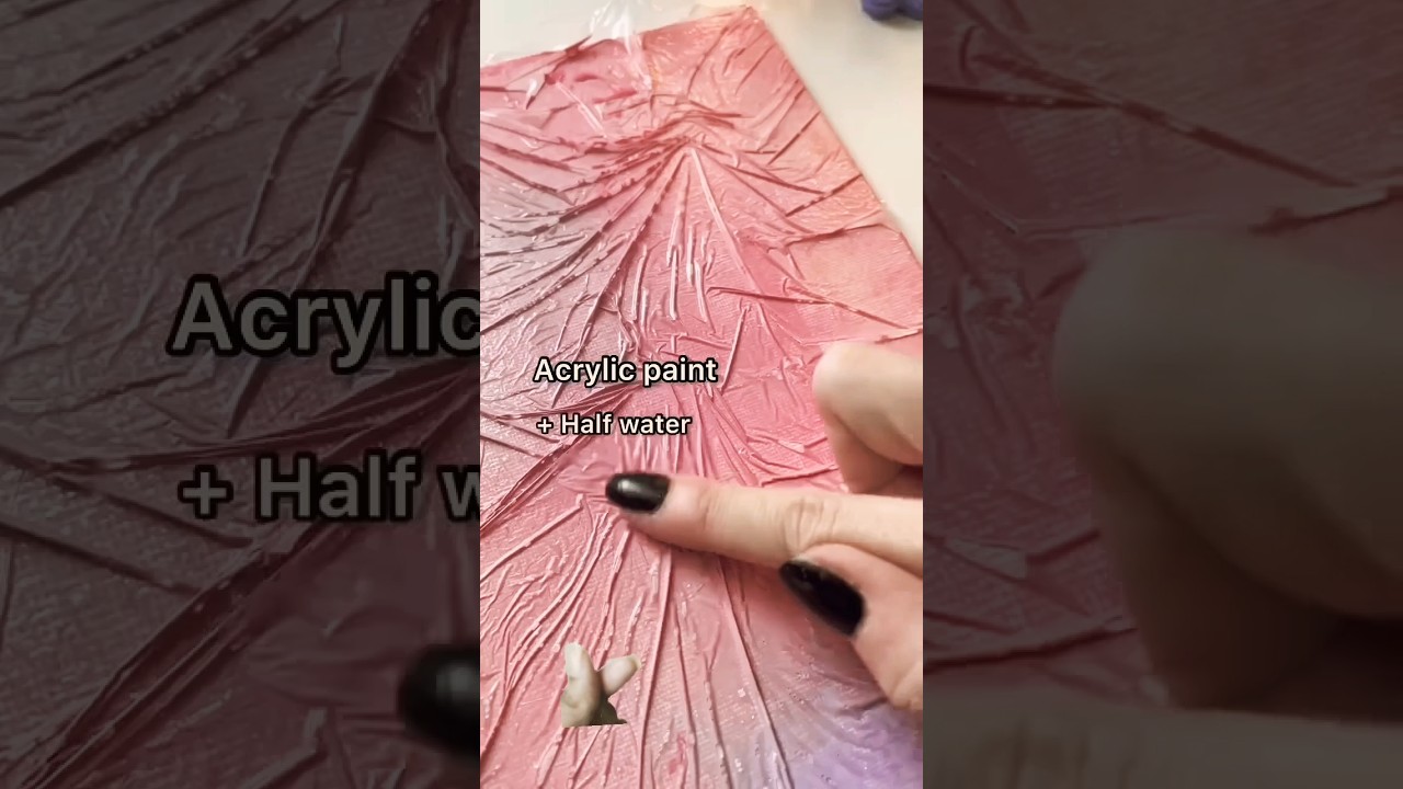 Acrylic painting using plastic wrap 😮