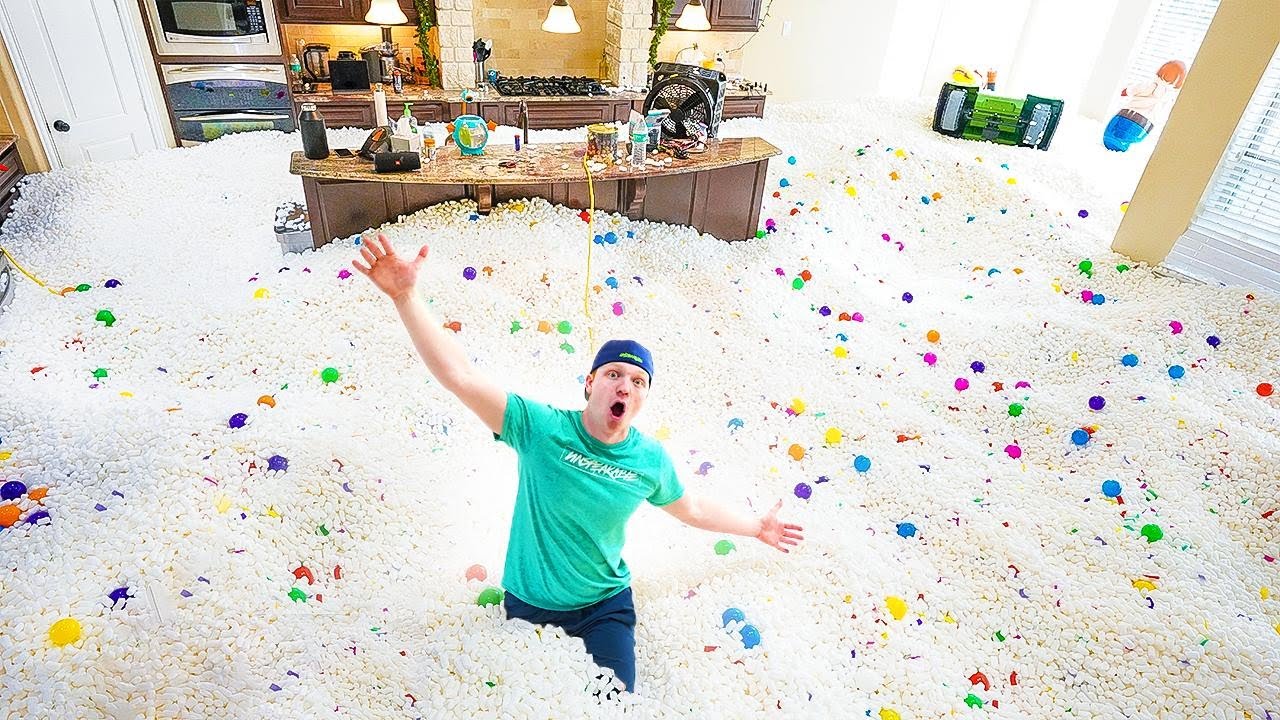 Unspeakable filling his house with packing peanuts