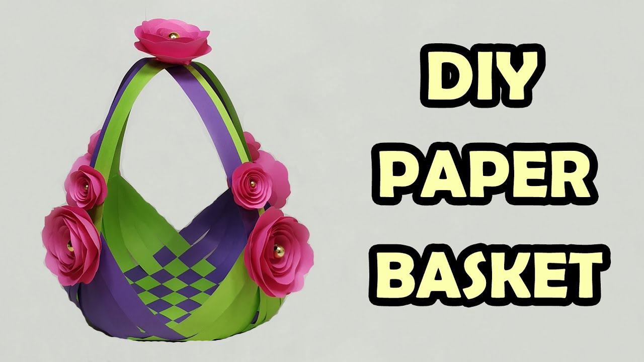 How To Make A Paper Basket With Flowers / Paper Basket Making / Origami