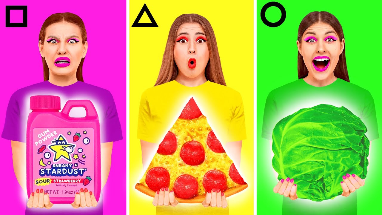 기하학적 모양 음식 챌린지 | 주방에서의 재밌는 상황들 Happy Funny