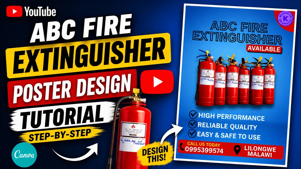 ABC Fire Extinguisher Poster Design in Canva Step by Step Tutorial ...