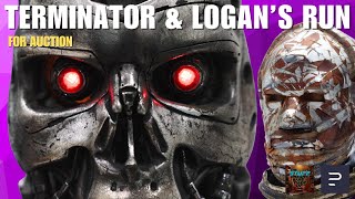 Light-Up Terminator T-800 Endoskeleton Skull AND Original Logan's Run Box Robot