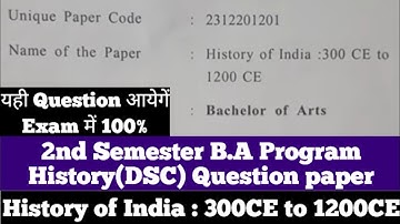 Sol Du 2nd Semester B.A Programme History of india : 300ce to 1200ce Question Paper 2025