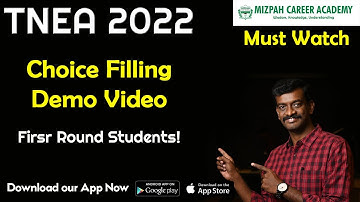TNEA Choice Filling Demo Video for First Round - Important Tips TNEA 2022 - Mizpah Career Academy