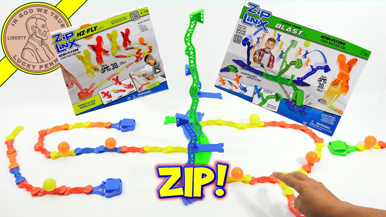 Zip Linx Chain-Reaction Fun! Triple Tower Blast And Hi-Fly Sets