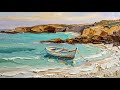 The Lone Boat | Heavy Texture Palette Knife Painting | 1 Hour 4K Ambient Visual No Music OLED Safe