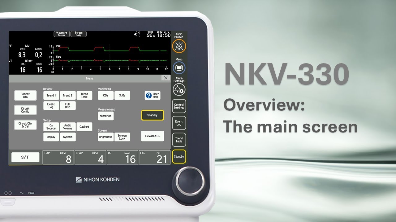 Nkv 330 Ventilator Overview The Main Screen Youtube 