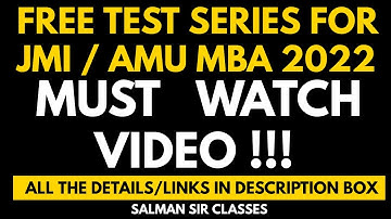 FREE TEST SERIES| PRACTICE SHEETS| JAMIA MBA 2022| AMU MBA 2022| Crash Course Revision|Test Solution