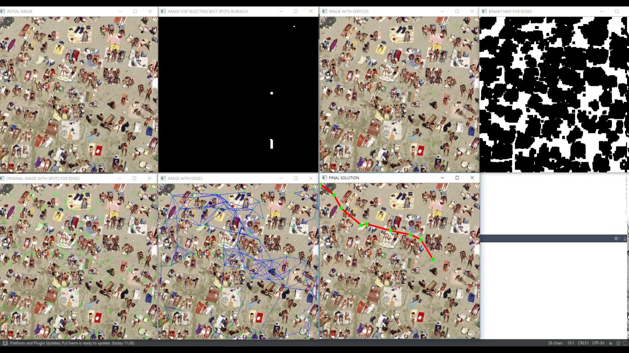 Find spots in beach using OpenCV and A* algorithm - YouTube