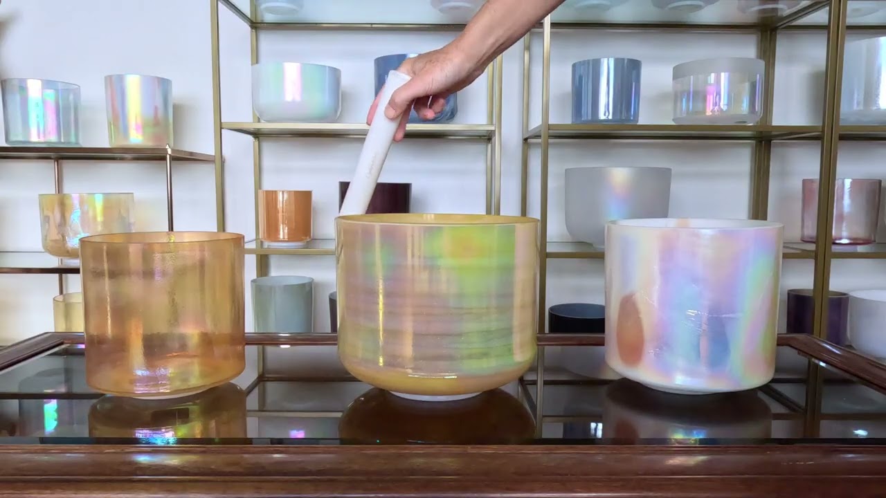 Libyan Gold Tektite Crystal Tones Alchemy Singing Bowl Set