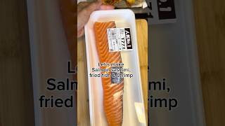 🐟🍤 Fresh salmon sashimi, crispy fried fish, and shrimp!