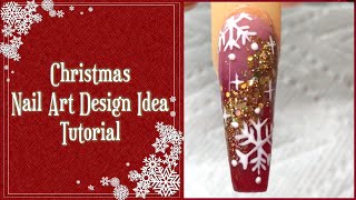 Acrylic Nails with Christmas Nail Art Design Tutorial