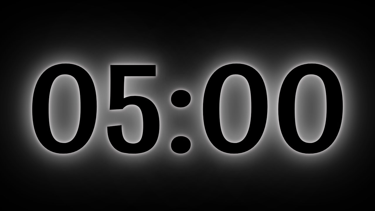 5 Minute Countdown Timer Black Screen Nosound - YouTube