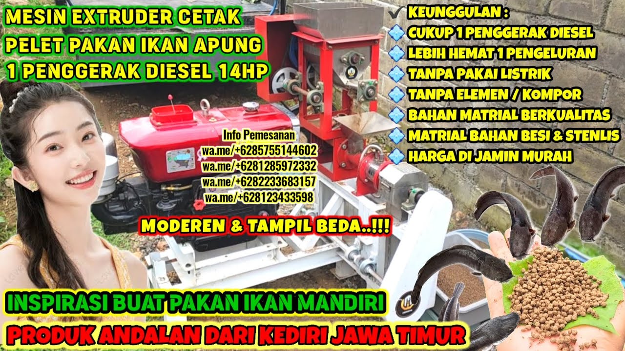 VIRAL..!!! MESIN TERLARIS EXTRUDER CETAK PELET PAKAN IKAN LELE KOI APUNG MURAH KEDIRI BLITAR JAKARTA