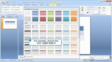 How to change the layout of a table with PowerPoint 2007?