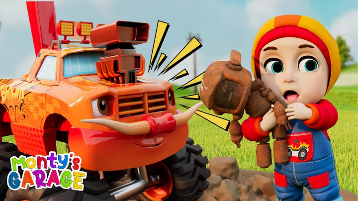 Five Little Excavators Digging In The Dirt | Nursery Rhymes - Monty’s Garage