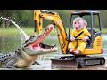 Monkey Drives Feeds Kittens… But a Giant Crocodile Suddenly Appears! 😱| Monkey Farm Work