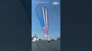 Military jets fill sky with red, white and blue over Hudson River