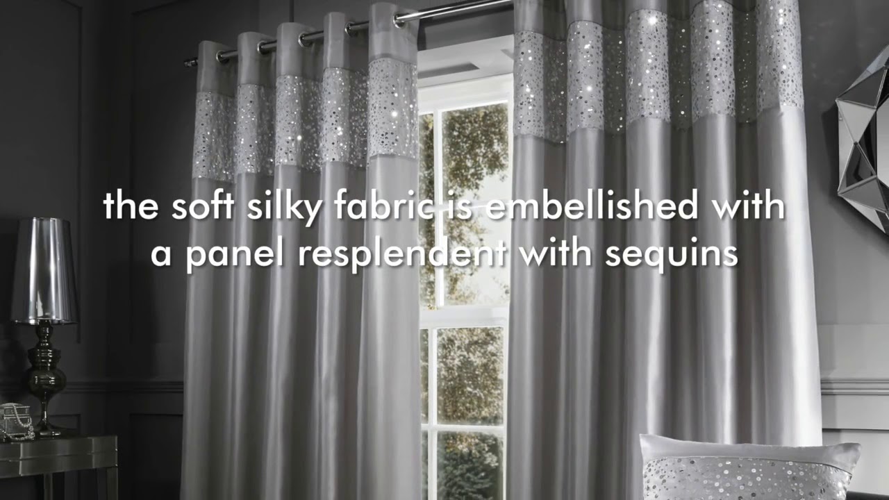 Catherine Lansfield Glitzy Grey Eyelet Curtains Youtube