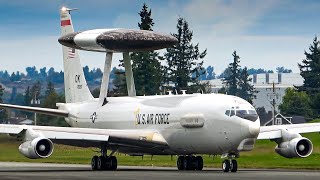 INSANELY LOUD USAF E-3 Sentry SMOKY Takeoff from Abbotsford Airport! (4K)