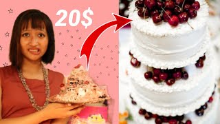 turning a $20 grocery store cake into a *pinterest* wedding cake