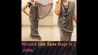 Easy saree drape in stylish way/how to wear mermaid look saree/fish cut style saree drape