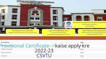 how to apply for csvtu Provisional Certificate,Provisional Certificate kaise apply kre 2023, Degree,