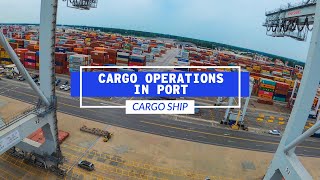 Cargo Operations On A Container Ship In Port Life At Sea
