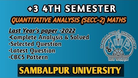 4TH Semester SECC-2 |Quantitative & Logical Thinking |SECC-II questions paper |CBCS Syllabus SECC-2