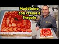 Madeleine torta con crema pasticcera e fragole.Nuova ricetta fatta a mano facile per tutti