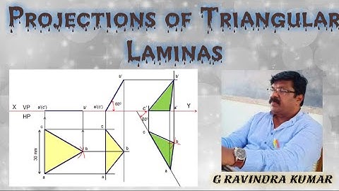 Triangular Lamina || Projection of Plane Surfaces || First angle Projection || by G Ravindra Kumar