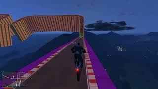 Motorcycle race at night in GTA 5 ONLINE over the city