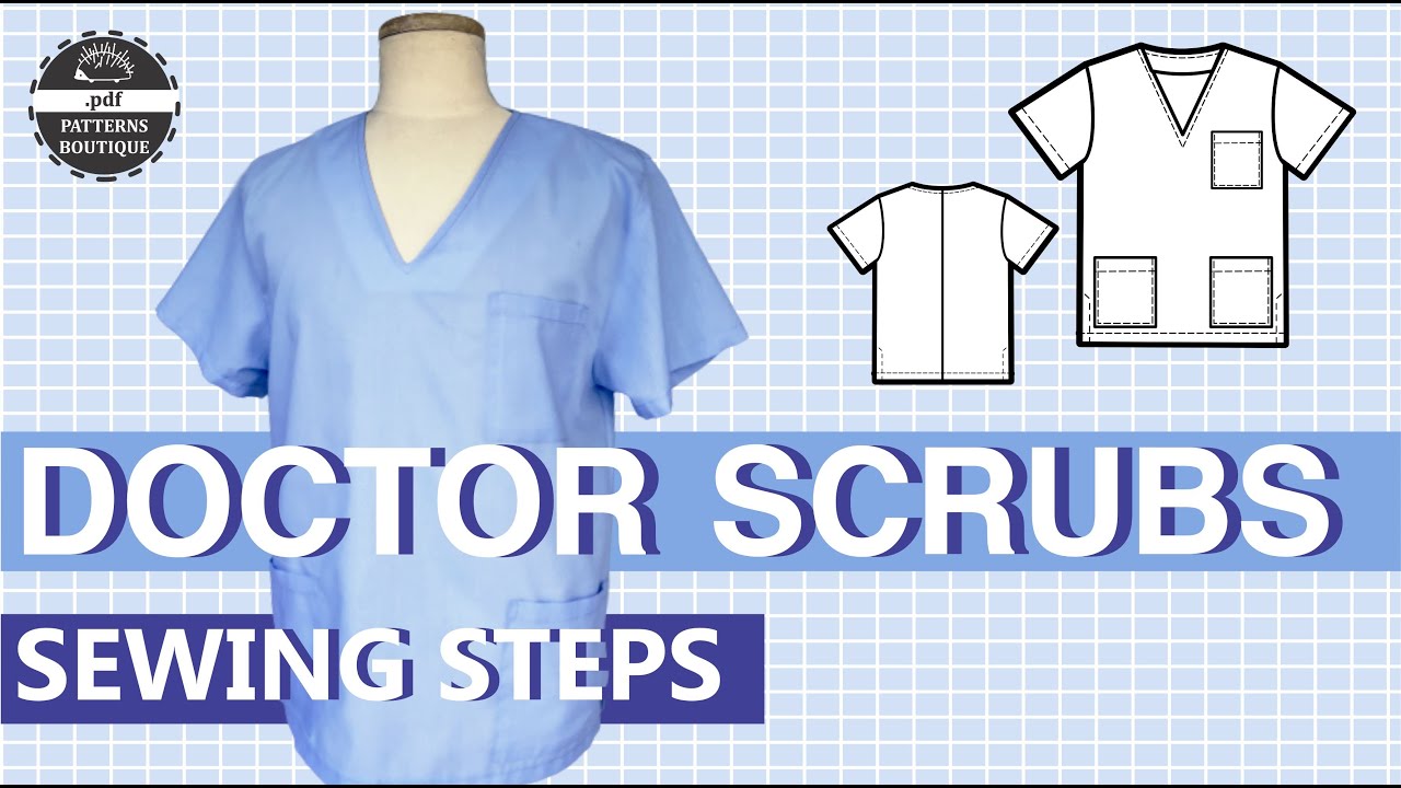 Doctor Scrubs TOP (Unisex) - Sewing Steps / PDF Patterns Boutique Sew ...