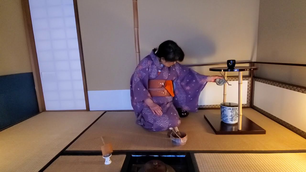 炉濃茶,三友棚 thick tea, Sanyudana Omotesenke-ryu [表千家流] tea
