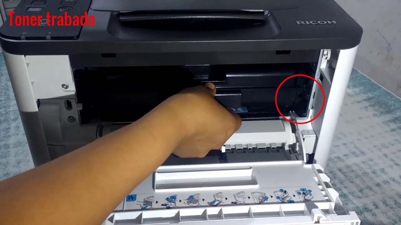 toner trabado RICOH SP 3710DN - YouTube