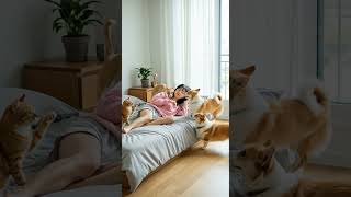 Will She Finally React Or Keep Pretending To Sleep? Morning Wake Up Battle With Dogs