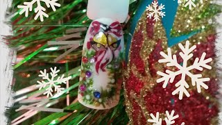 Рождественский, новогодний венок, МК. Christmas, New Year’s wreath on nails with gel polish