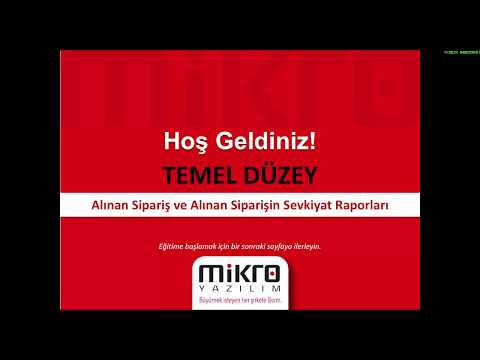 Alınan Sipariş Raporları