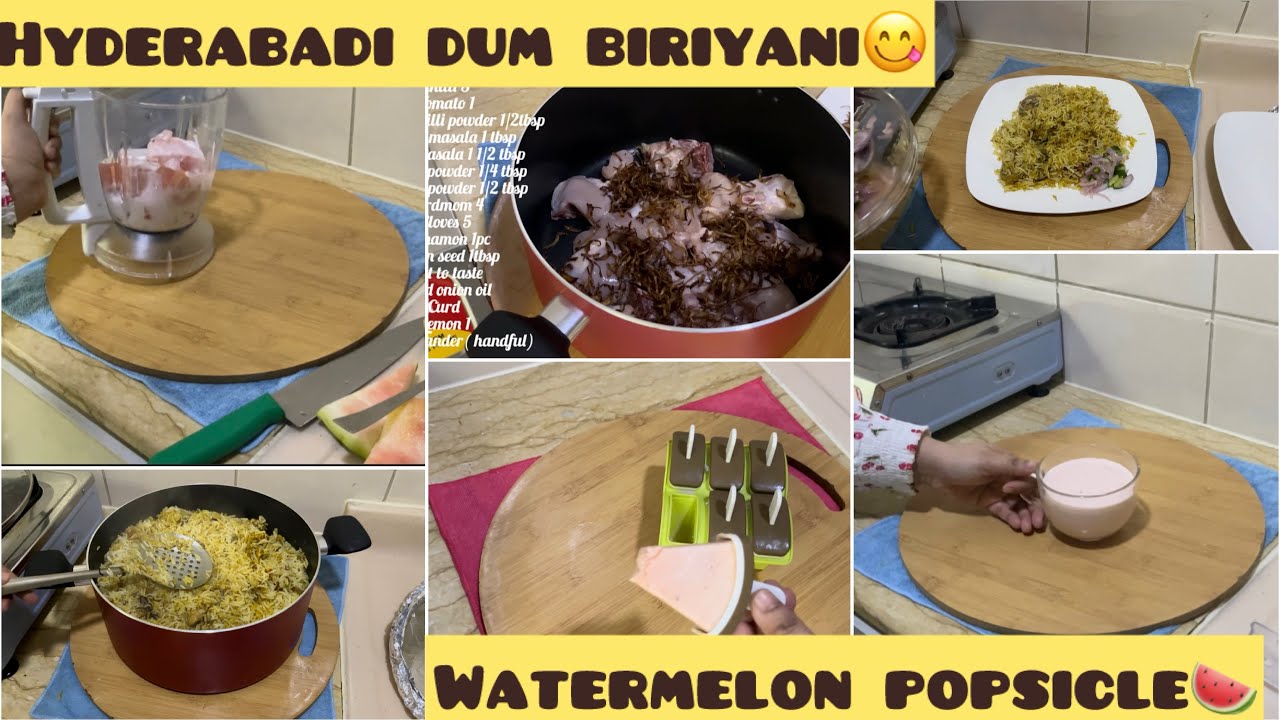 Hyderabadi Chicken Dum Biriyani&Watermelon popsicle at Home|@Biteblissbyramsi.a 