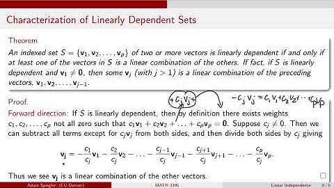 MATH 3191: Characterization of Linearly Dependent Sets