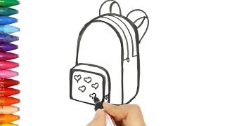 Как рисовать рюкзак - Рюкзак раскраска - Как покрасить рюкзак - Как рисовать и цвет