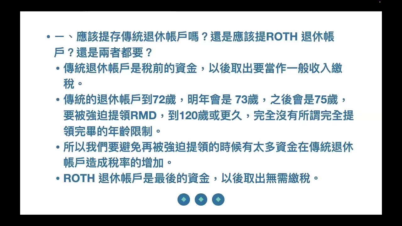 專題 美國退休帳戶管理問題研討會 2023年12月16日 投資理財頻道（ㄧ）