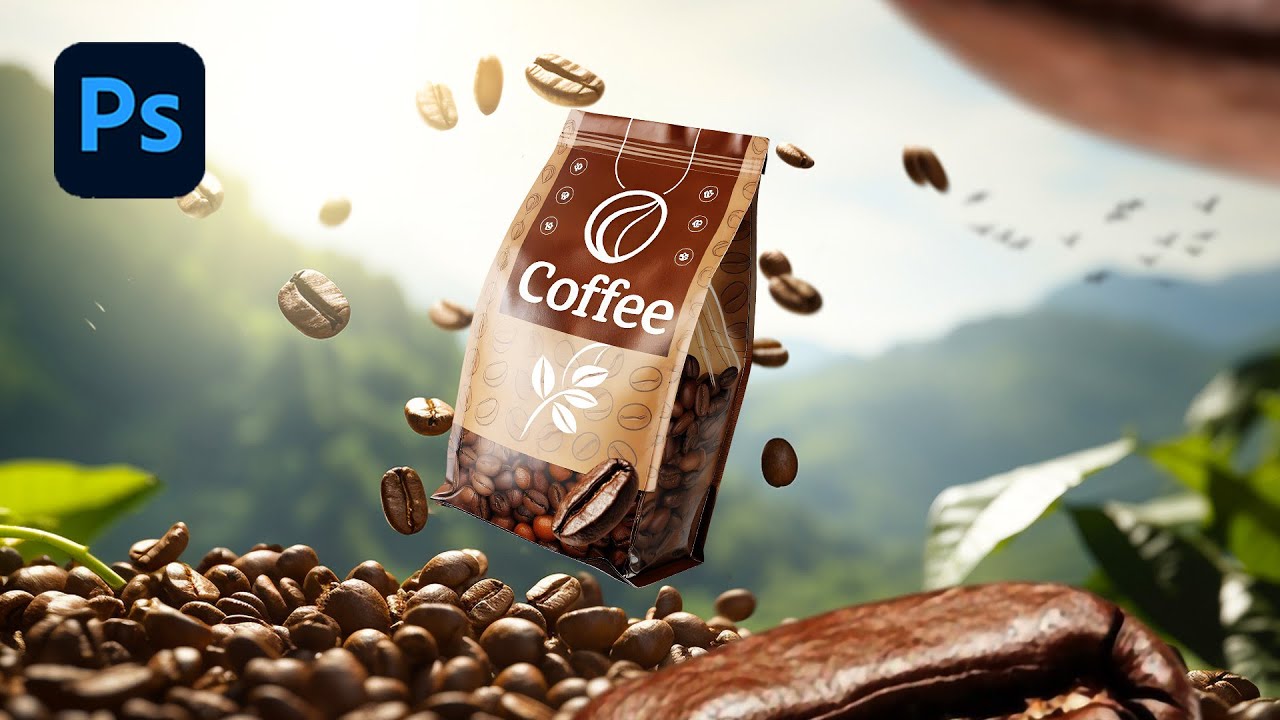 🔥 Как создать современный постер с кофе в Photoshop 2025. Полный урок для начинающих