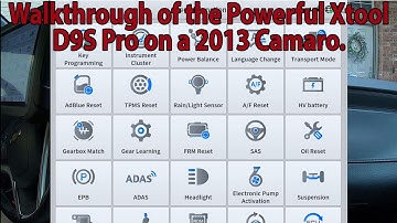 Walkthrough of the Xtool D9S Pro on 2013 Camaro showing the Active Test and Special Functions.