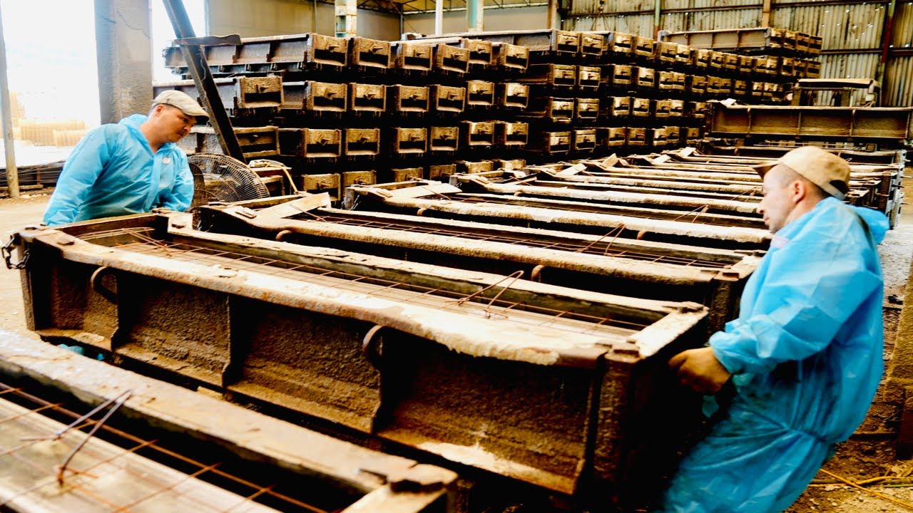 Процесс изготовления сборного железобетона. Завод по производству бетонных труб в Корее